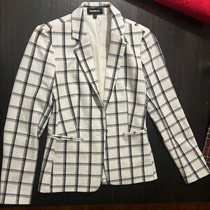 Express Women's Checkered Blazer in Black and White